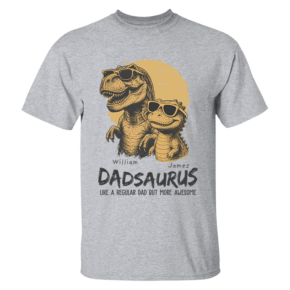Personalized Dad Dinosaur Shirt with Custom Kids Names, Funny Grandpa Family T Shirt for Dad Daddy, Father's Day Birthday Gift VH01