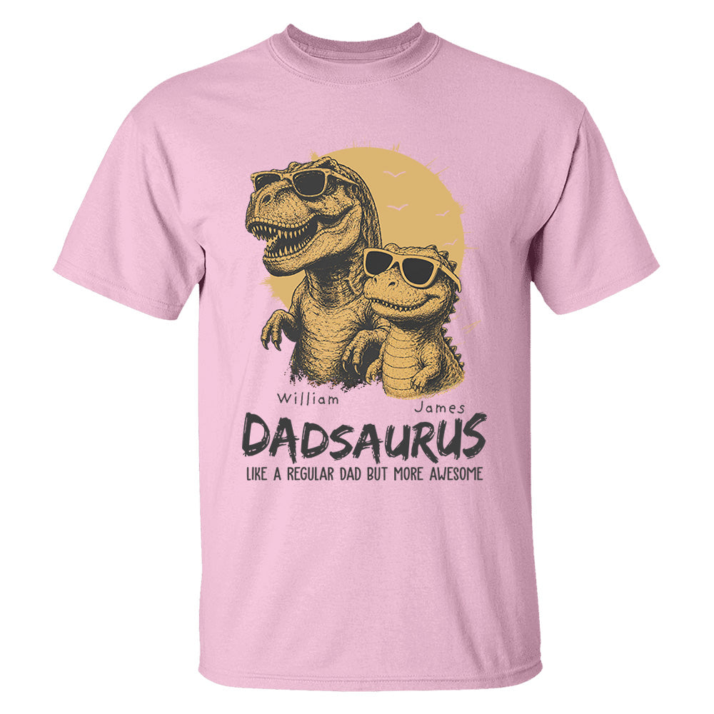 Personalized Dad Dinosaur Shirt with Custom Kids Names, Funny Grandpa Family T Shirt for Dad Daddy, Father's Day Birthday Gift VH01