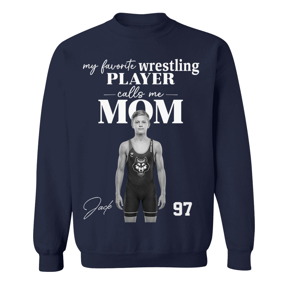 Personalized My Favorite Wrestling Player Calls me Mom Washed Tee Retro Bootleg Shirt For Wrestling Players T24