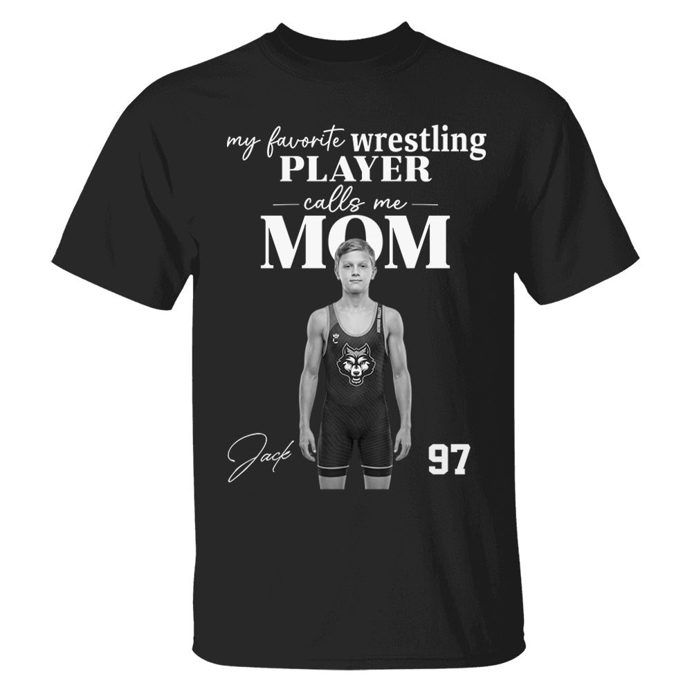 Personalized My Favorite Wrestling Player Calls me Mom Washed Tee Retro Bootleg Shirt For Wrestling Players T24