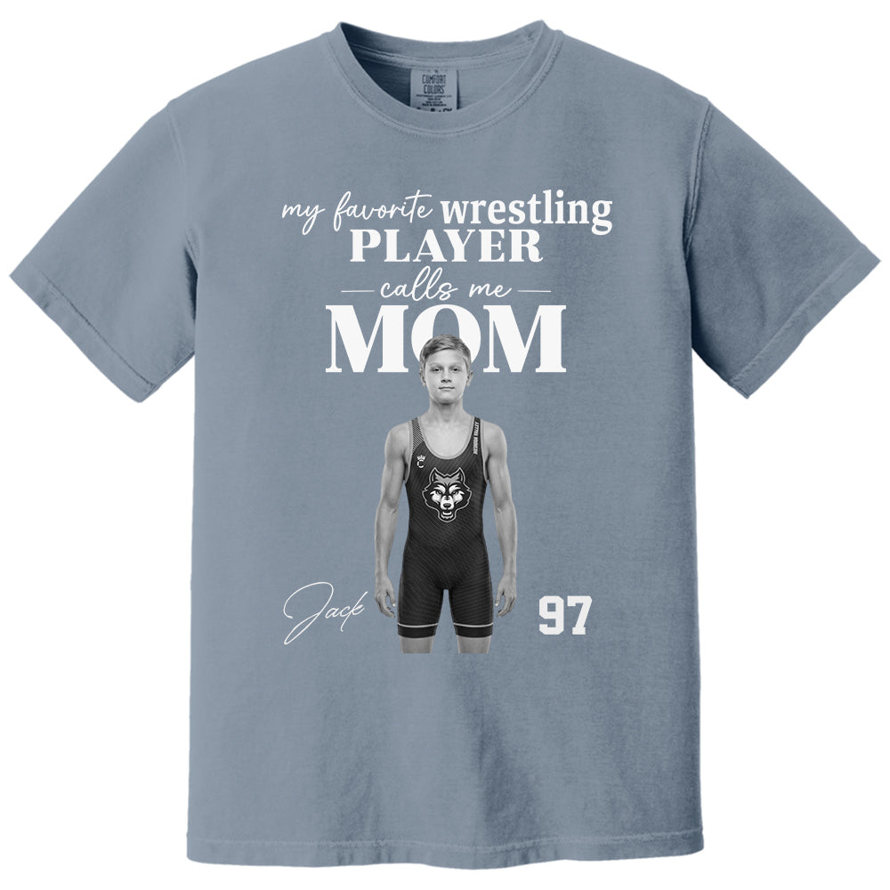 Personalized My Favorite Wrestling Player Calls me Mom Washed Tee Retro Bootleg Shirt For Wrestling Players T24