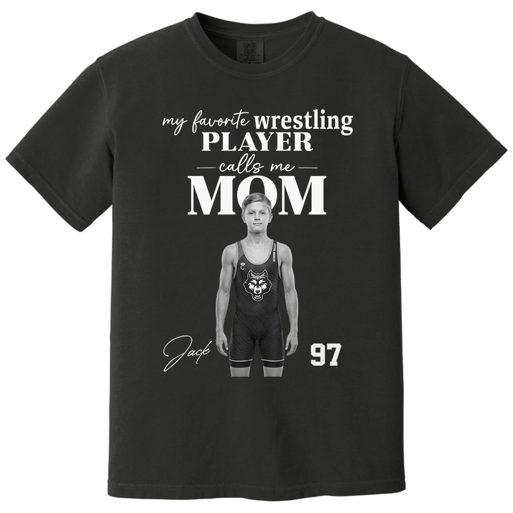 Personalized My Favorite Wrestling Player Calls me Mom Washed Tee Retro Bootleg Shirt For Wrestling Players T24
