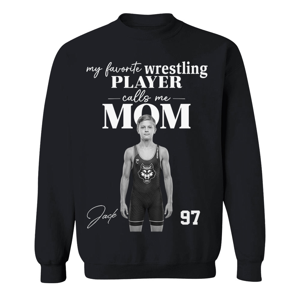 Personalized My Favorite Wrestling Player Calls me Mom Washed Tee Retro Bootleg Shirt For Wrestling Players T24