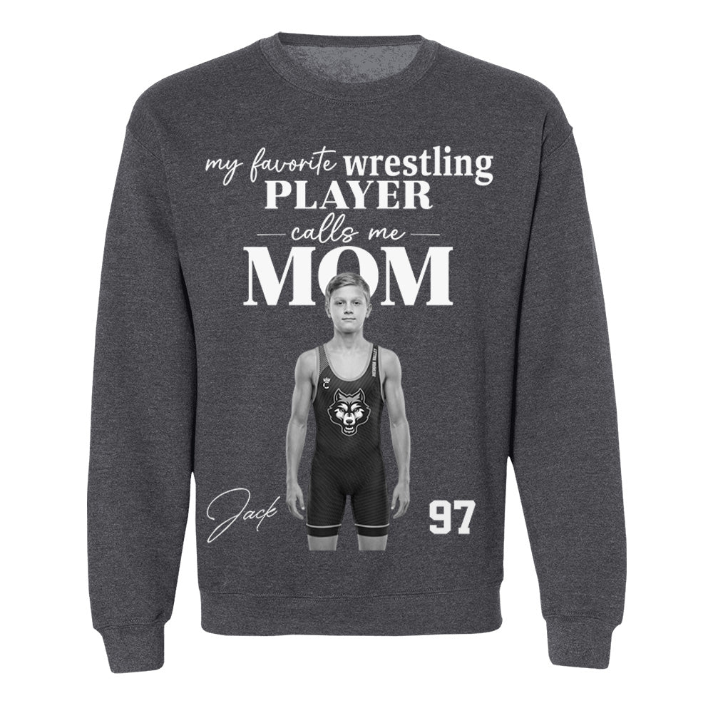 Personalized My Favorite Wrestling Player Calls me Mom Washed Tee Retro Bootleg Shirt For Wrestling Players T24