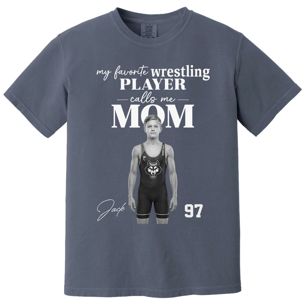 Personalized My Favorite Wrestling Player Calls me Mom Washed Tee Retro Bootleg Shirt For Wrestling Players T24