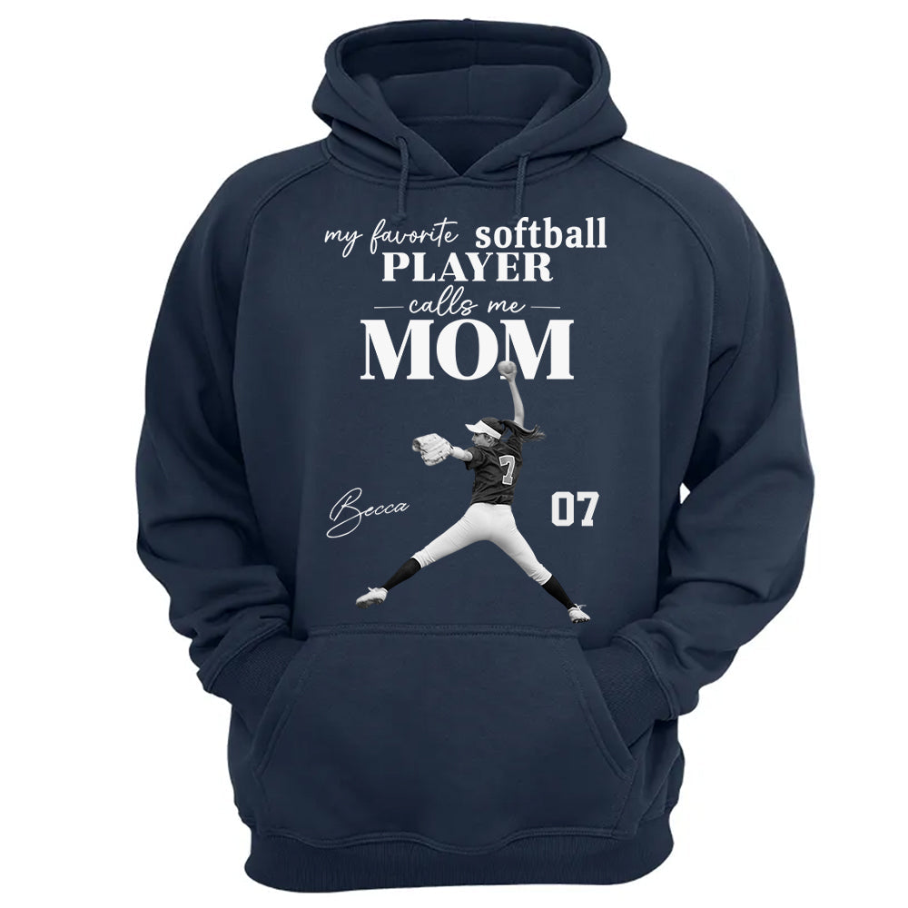 Personalized My Favorite Softball Player Calls me Mom Washed Tee Retro Bootleg Shirt For Softball Players T24