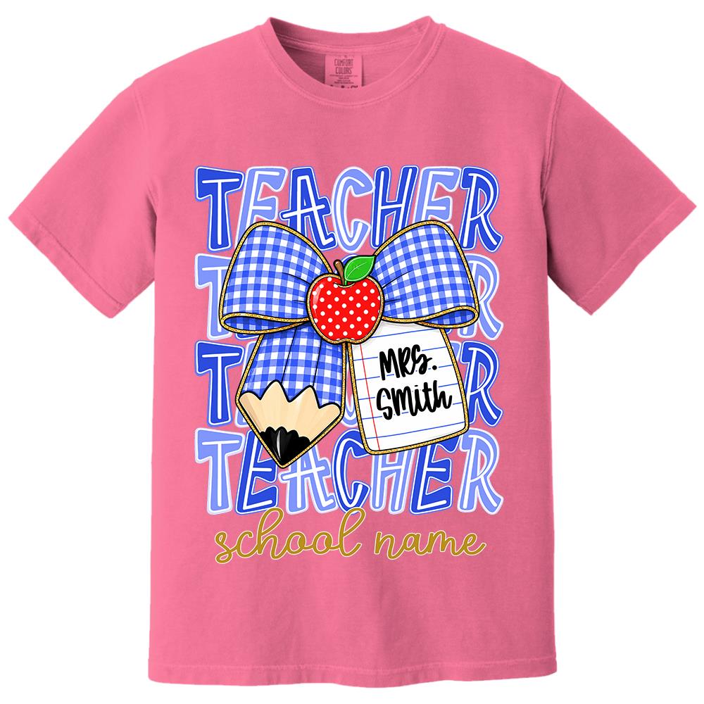 Personalized Coquette Bow Teacher Para Librarian Counselor Appreciation Back to School, Custom Job Title Teacher Name, Gifts For Teacher MI209 Hv01