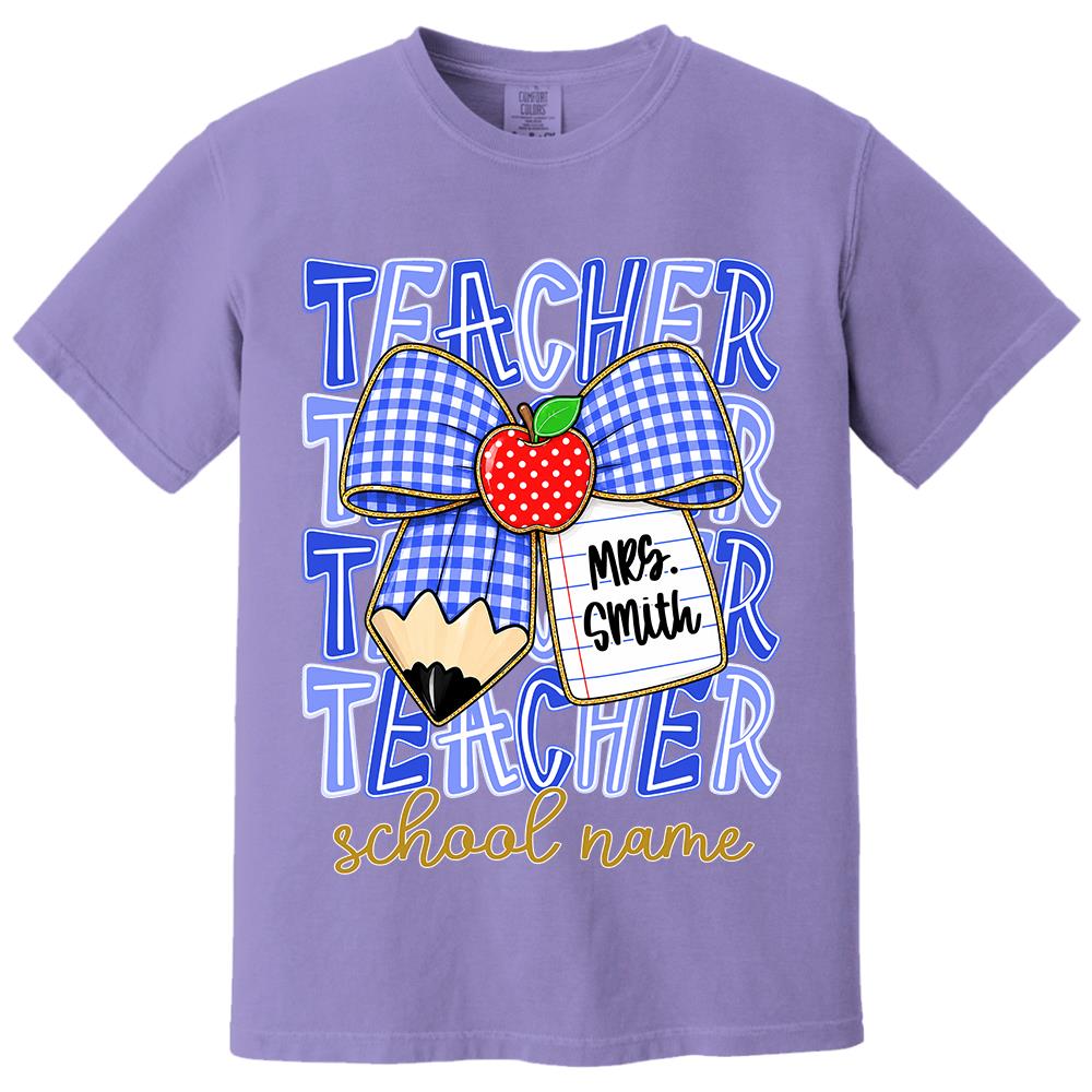 Personalized Coquette Bow Teacher Para Librarian Counselor Appreciation Back to School, Custom Job Title Teacher Name, Gifts For Teacher MI209 Hv01