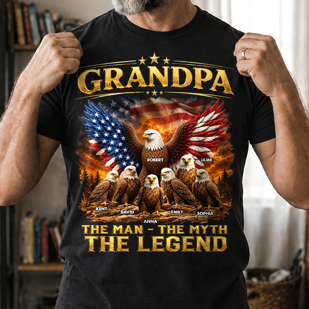 Grandpa Eagle - Personalized Shirt For Grandpa & Dad Vintage Shirt NA04 Hv01