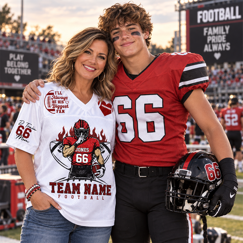 I'll Always Be Your Biggest Fan - Personalized  Football Jersey For Football Family Custom Player Clipart NA04 Hv01