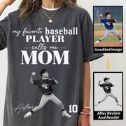 Personalized My Favorite Baseball Player Calls me Mom Washed Tee Retro Bootleg Shirt For Baseball Players T24