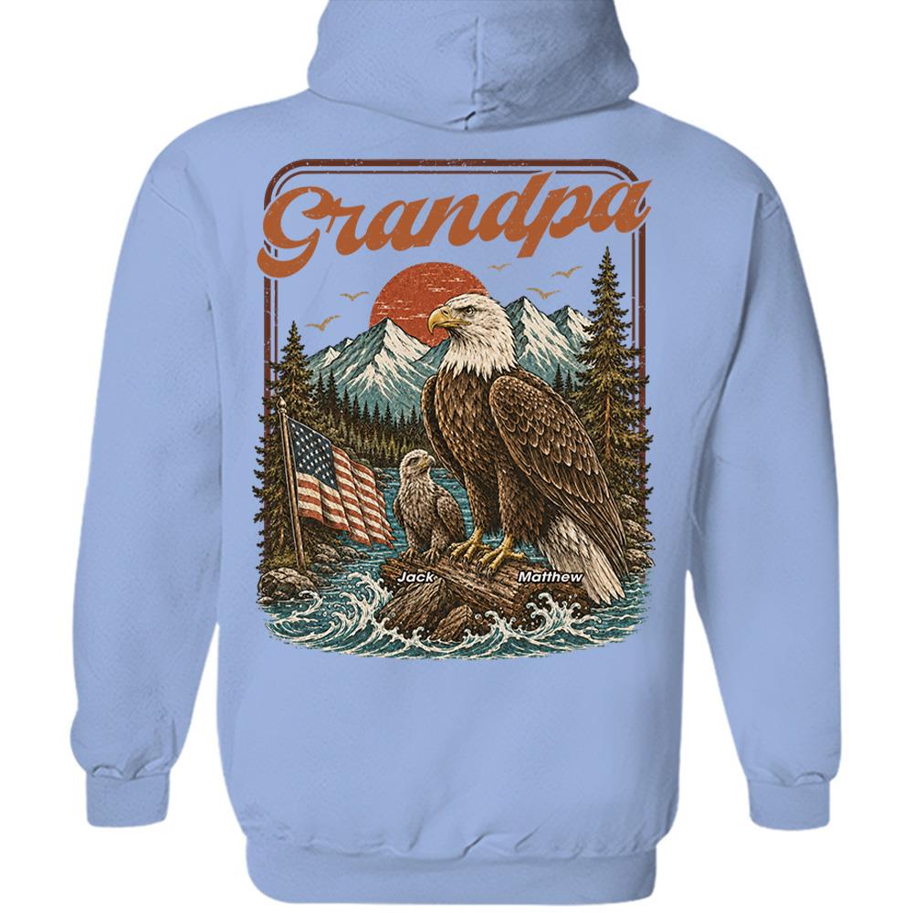 Personalized Papa America Eagle Patriotic T-Shirt Father Day Gifts for Dad Funny Papa Tshirt Cool Daddy Eagle Vintage Retro Shirt for Men Hv01