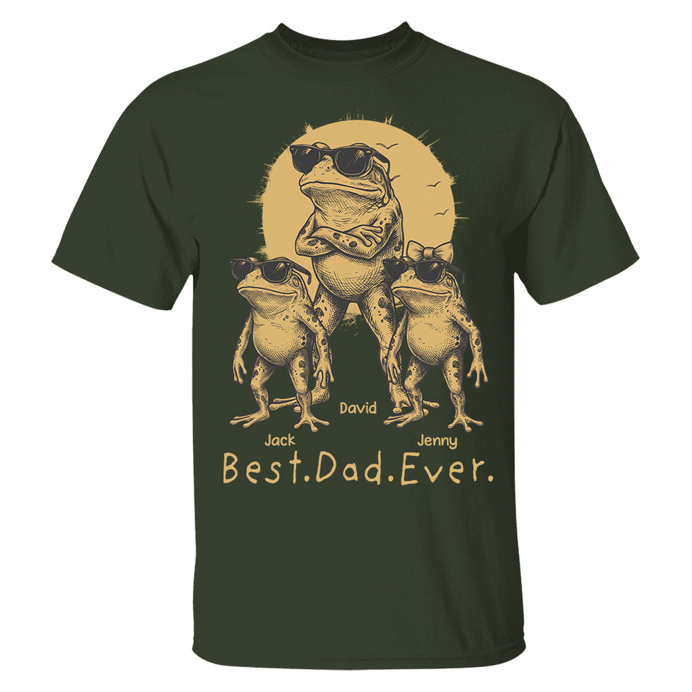 Best Dad Ever Dad Frog, Personalized T-Shirt Father Day, Gifts for Dad Husband, Funny Papa Tshirt Cool Daddy Frog Tee MI209 Hv01