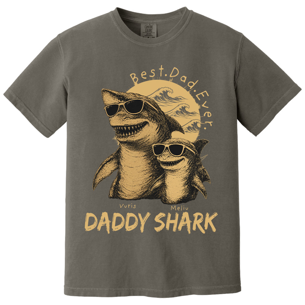 Best Daddy Ever, Personalized Daddy Shark T-Shirt, Father Day Funny Gifts for Dad, Papa A2110 T24