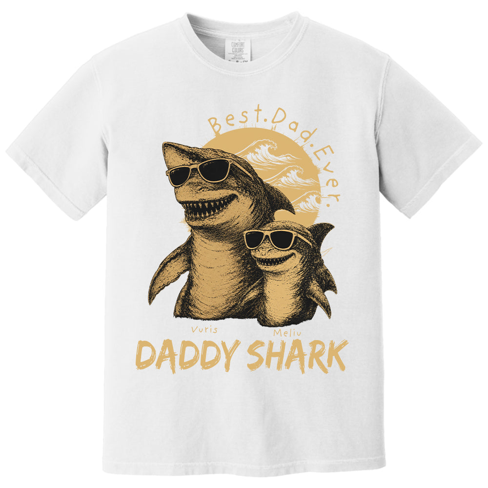 Best Daddy Ever, Personalized Daddy Shark T-Shirt, Father Day Funny Gifts for Dad, Papa A2110 T24