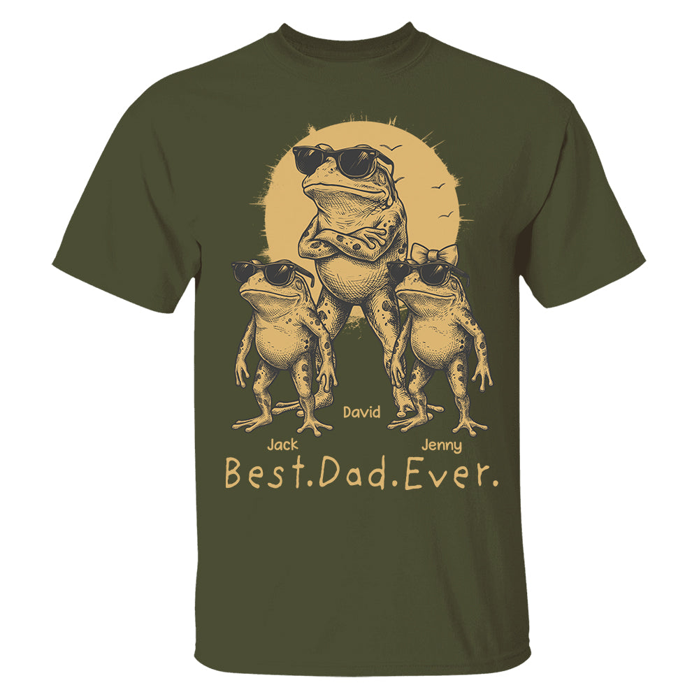 Best Dad Ever Dad Frog, Personalized T-Shirt Father Day, Gifts for Dad Husband, Funny Papa Tshirt Cool Daddy Frog Tee MI209 Hv01