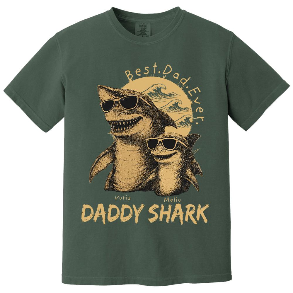 Best Daddy Ever, Personalized Daddy Shark T-Shirt, Father Day Funny Gifts for Dad, Papa A2110 T24