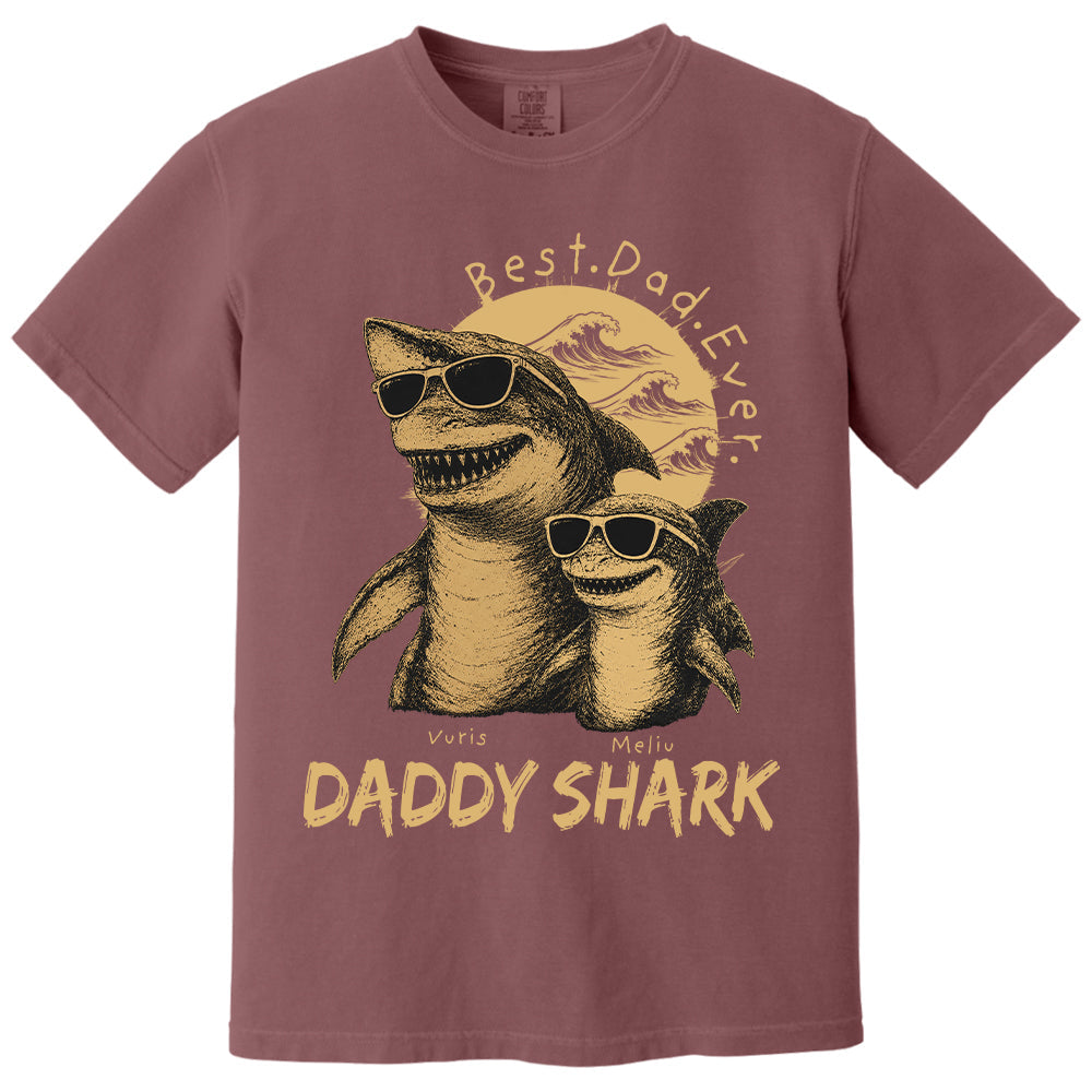 Best Daddy Ever, Personalized Daddy Shark T-Shirt, Father Day Funny Gifts for Dad, Papa A2110 T24