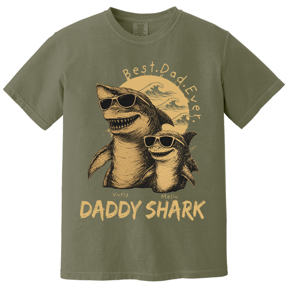 Best Daddy Ever, Personalized Daddy Shark T-Shirt, Father Day Funny Gifts for Dad, Papa A2110 T24
