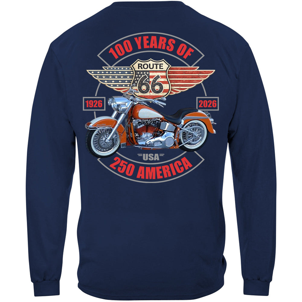 Celebrate 100 Years of Road Route 66 and America 250th Anniversary - Personalized Upload Vechicle Photo For Biker Shirt A2110
