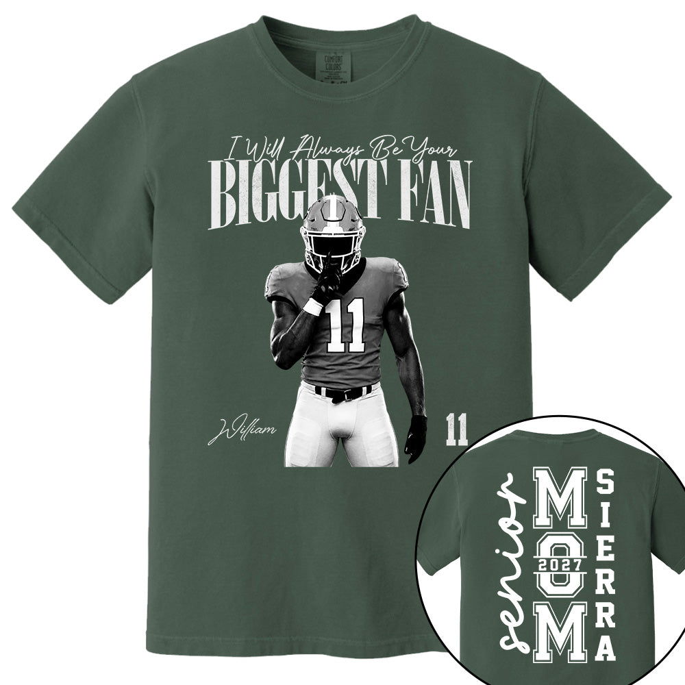 Senior Mom - I'll Always Be Your Biggest Fan - Washed Tee Retro Bootleg Shirt For Football Players NA04 VH01