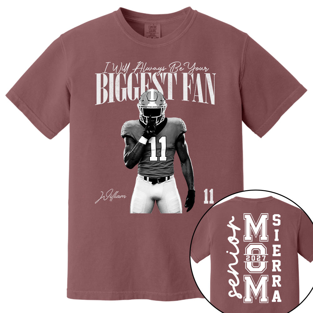 Senior Mom - I'll Always Be Your Biggest Fan - Washed Tee Retro Bootleg Shirt For Football Players NA04 VH01