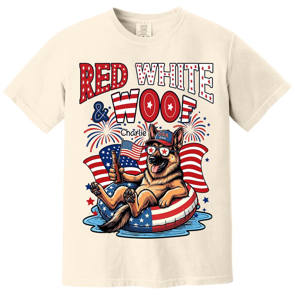 Red White Woof, Custom Photo Pet Shirt, America 250th Anniversary Gifts For Dog Cat Lovers, Dog Dad And Mom, Cat Owners T1807 Hv01