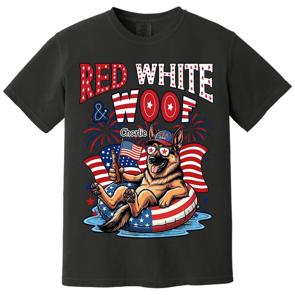 Red White Woof, Custom Photo Pet Shirt, America 250th Anniversary Gifts For Dog Cat Lovers, Dog Dad And Mom, Cat Owners T1807 Hv01