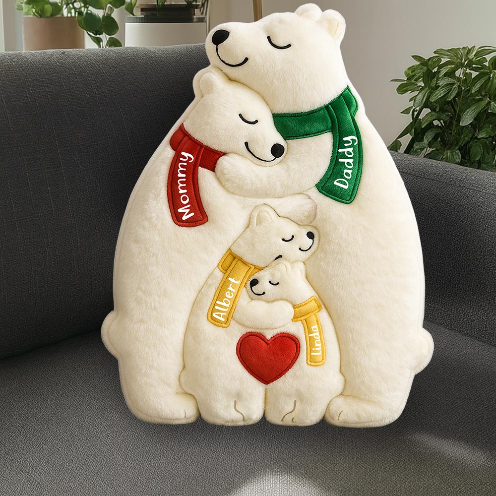 Bear Family Hugging Ugly Plush Pillow, Personalized Gifts For Family Nh00