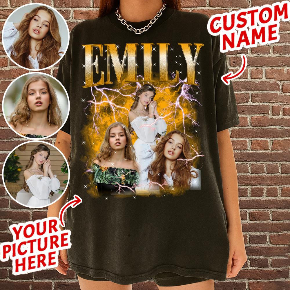 Custom Bootleg Rap Tee Shirt for Boyfriend Girlfriend Custom Face Tshirt Vintage Graphic Shirt Nh00