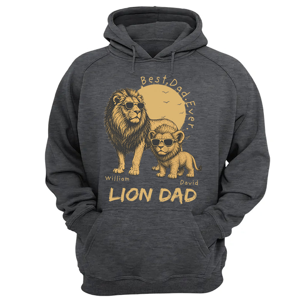 Personalized Lion Dad - Best Dad Ever Lion T-Shirt Father Day Gifts for Dad Funny Papa Tshirt Cool Daddy Lion Tee Pt99