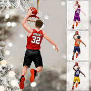 Basketball Player Jumping Dunking Personalized Ornament Gift For Basketball Lovers, Custom Christmas Gifts For Basketball Players Li29