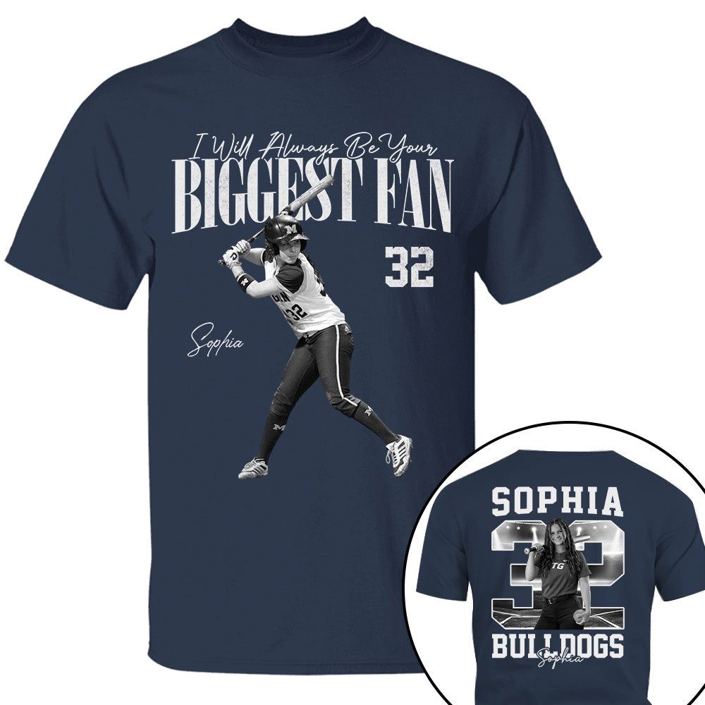 I'll Always Be Your Biggest Fan - Washed Tee Retro Bootleg Shirt - Custom Photo Softball Player Gift For Softball Lovers T1807 T24