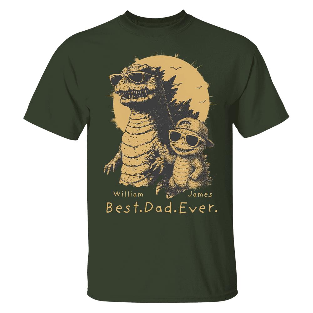 Personalized Best Dad Ever Dadzilla T-Shirt Father Day Gifts for Dad Funny Papa Tshirt Cool Daddy Dinosaur Tee New Art Hv01