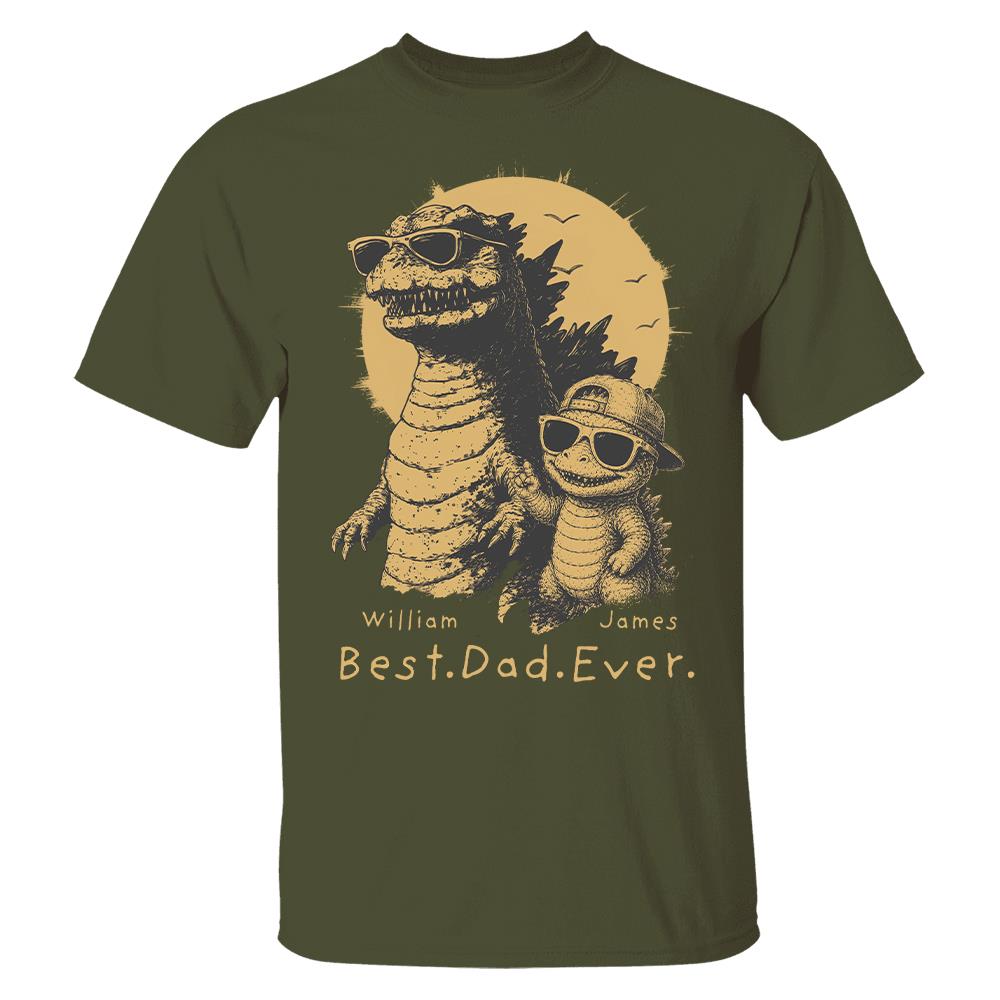 Personalized Best Dad Ever Dadzilla T-Shirt Father Day Gifts for Dad Funny Papa Tshirt Cool Daddy Dinosaur Tee New Art Hv01