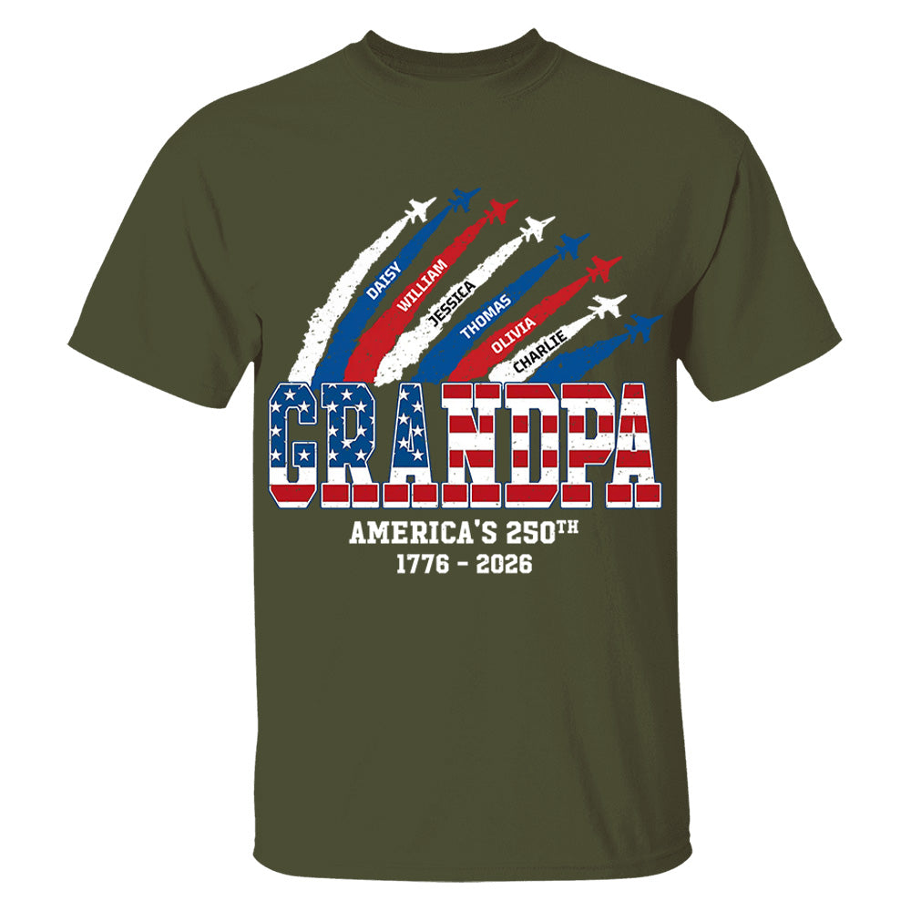 Personalized Dad Grandpa Nation Flag American 250th Anniversary - Personalized Shirt - Cool Father's Day Gift For Dad, Grandpa VH01