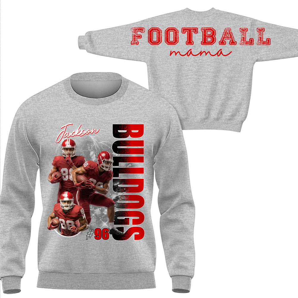 Personalized Football Mom Sweatshirt, Custom Large Back Graphic, Gift For Football Mom Football Family Football Lovers MI209 T24