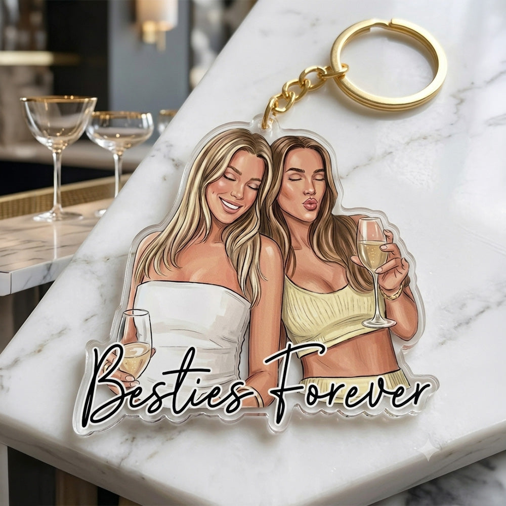 Best Friends Forever - Custom Photo Shaped Acrylic Keychain - Personalized Gifts For Besties, Sisters, BFF NA04 T24