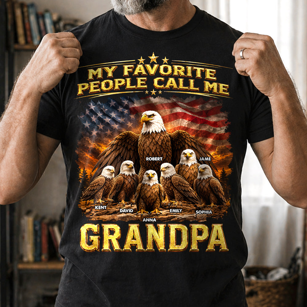 Grandpa Eagle - Personalized Shirt For Grandpa & Dad Vintage Shirt NA04 Hv01