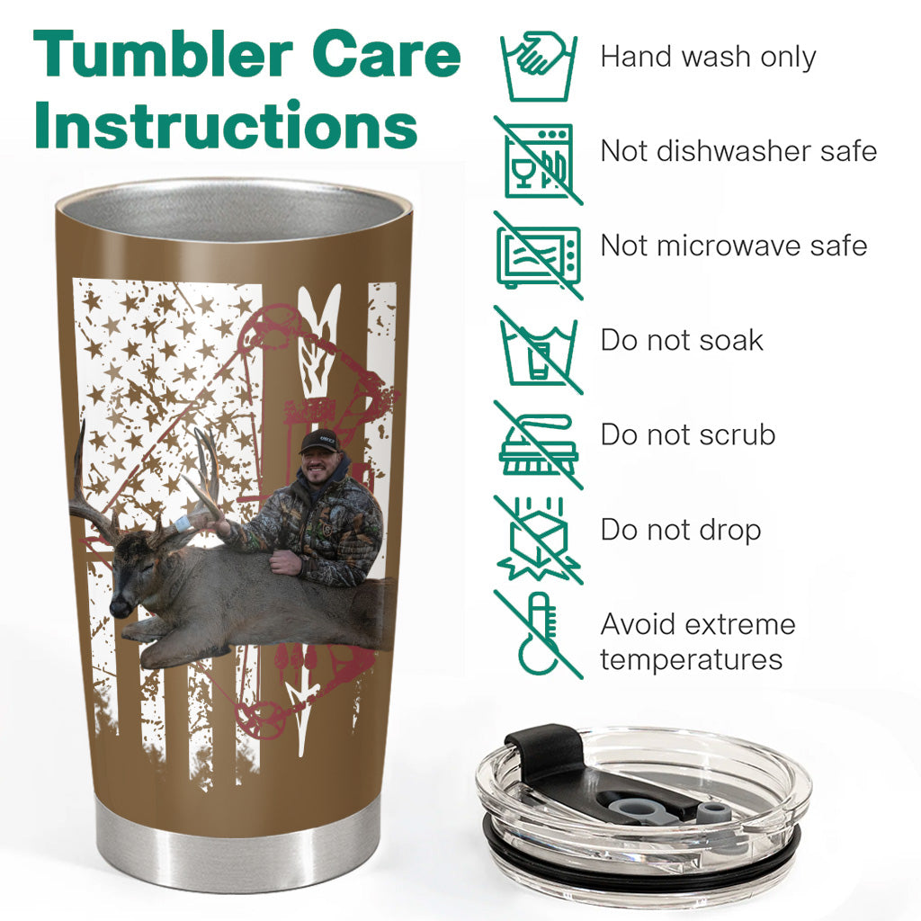 Deer Hunting Gifts for Men Him Personalized. Upload Photo Tumbler for Whitetail Deer Hunters, Hunter Gifts for Him, Dad, Father's Day, Husband Pt99