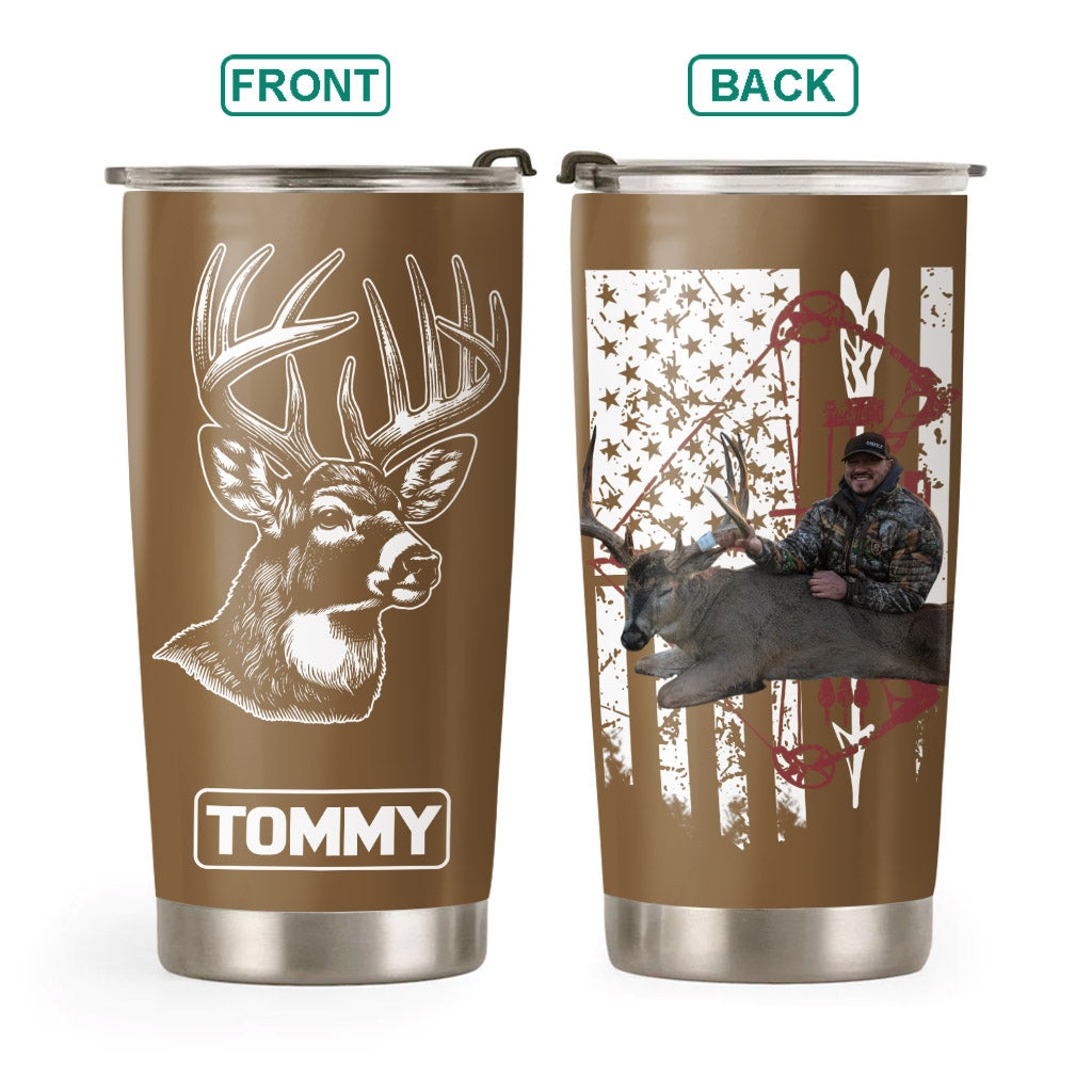Deer Hunting Gifts for Men Him Personalized. Upload Photo Tumbler for Whitetail Deer Hunters, Hunter Gifts for Him, Dad, Father's Day, Husband Pt99