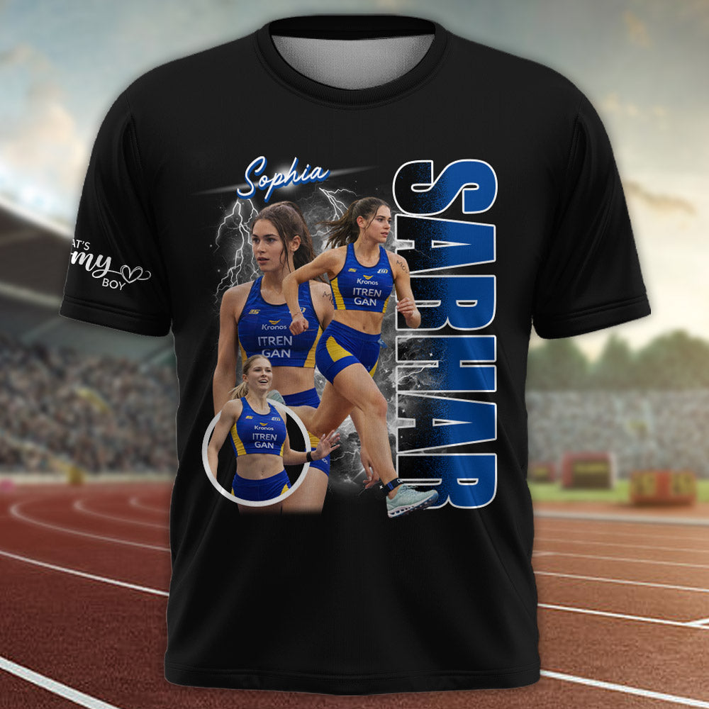 Custom Photo Running Player Shirt - Personalized Team Name & Name Bootleg Shirt T1807 Pt99
