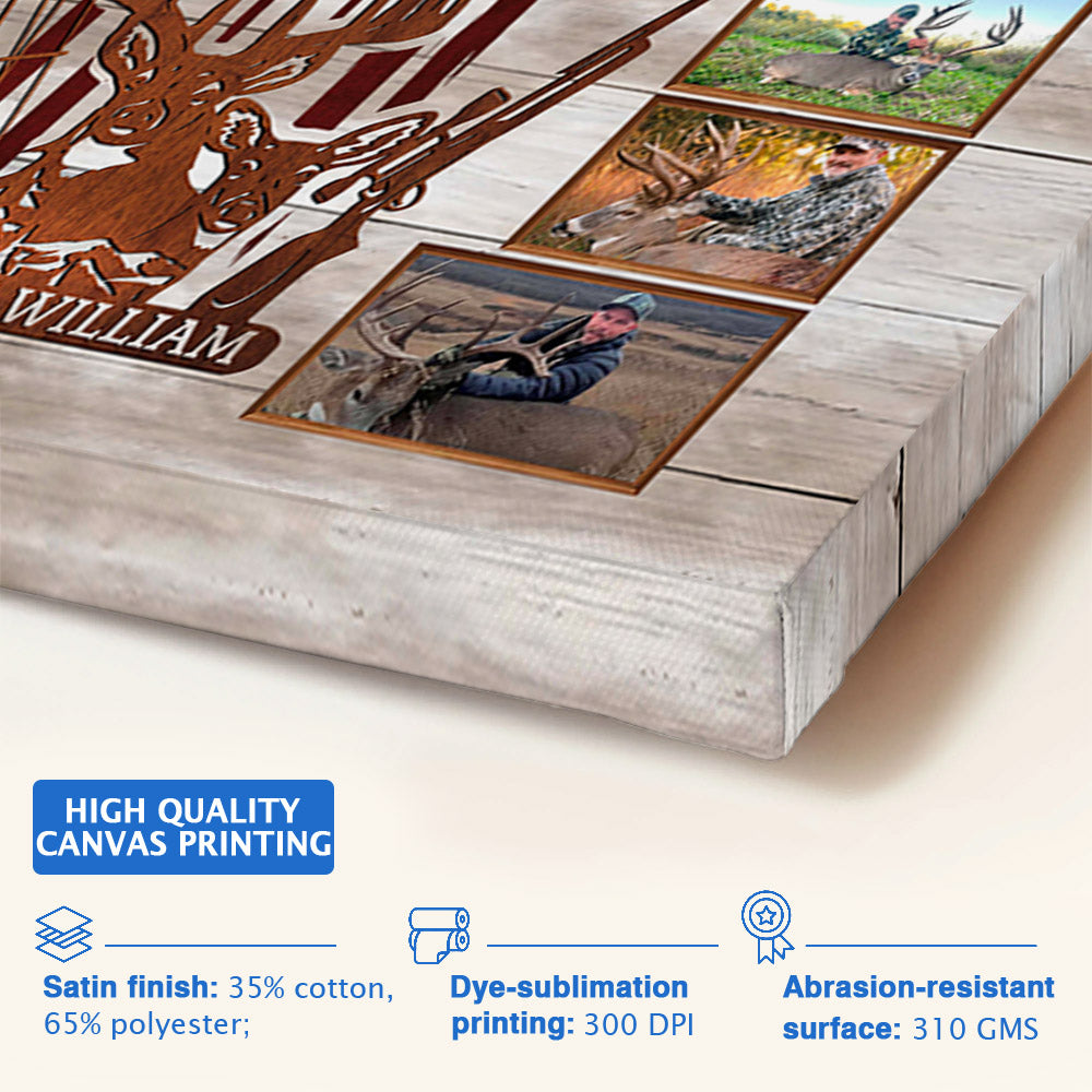 Custom Upload Photo Hunting Canvas Print, Hunting's Not Just A Sport, It's A Way Of Life American Flag Deer Decor For Hunter Nh00