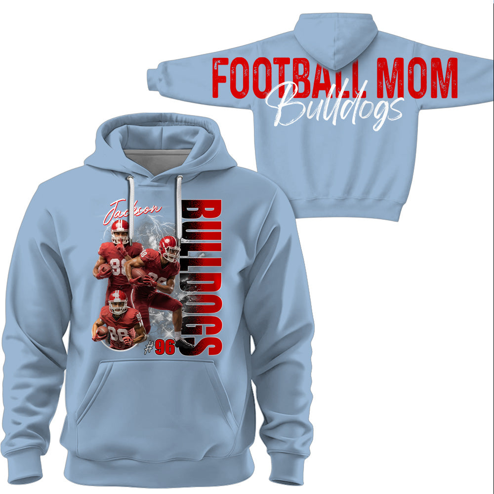 Personalized Football Mom Sweatshirt, Custom Large Back Graphic, Gift For Football Mom Football Lovers Football Family MI209 T24