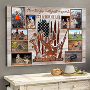 Custom Upload Photo Hunting Canvas Print, Hunting's Not Just A Sport, It's A Way Of Life American Flag Deer Decor For Hunter Nh00