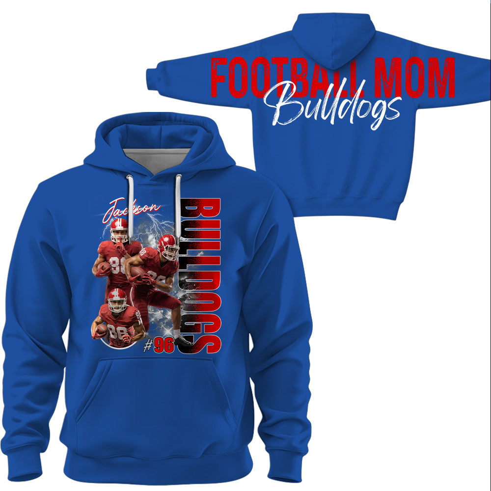 Personalized Football Mom Sweatshirt, Custom Large Back Graphic, Gift For Football Mom Football Lovers Football Family MI209 T24
