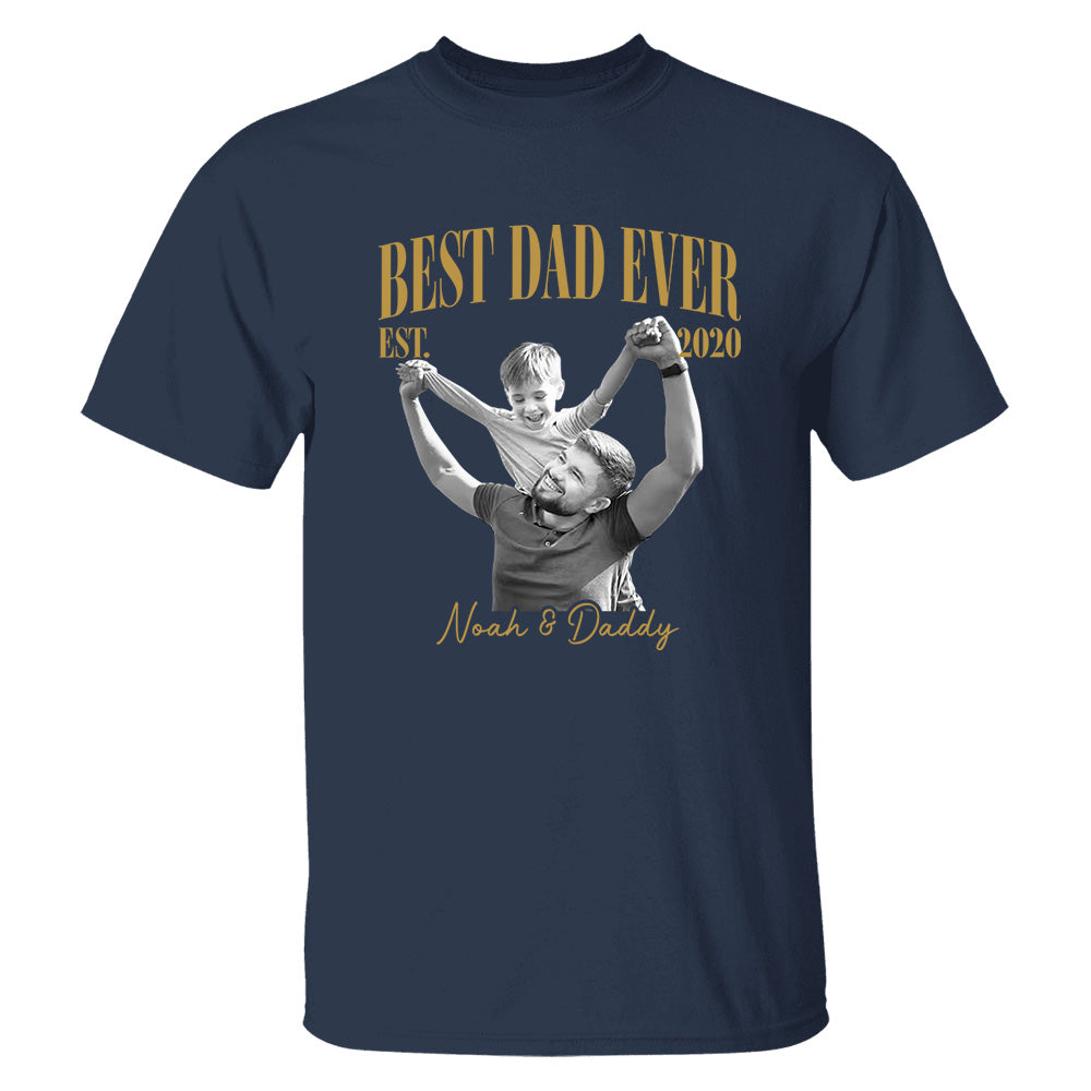 Best Dad Ever Vintage Photo Shirt, Personalized Dad Picture Shirt With Kids Photo, Father's Day Shirt, New Dad Gift MI209 VH01