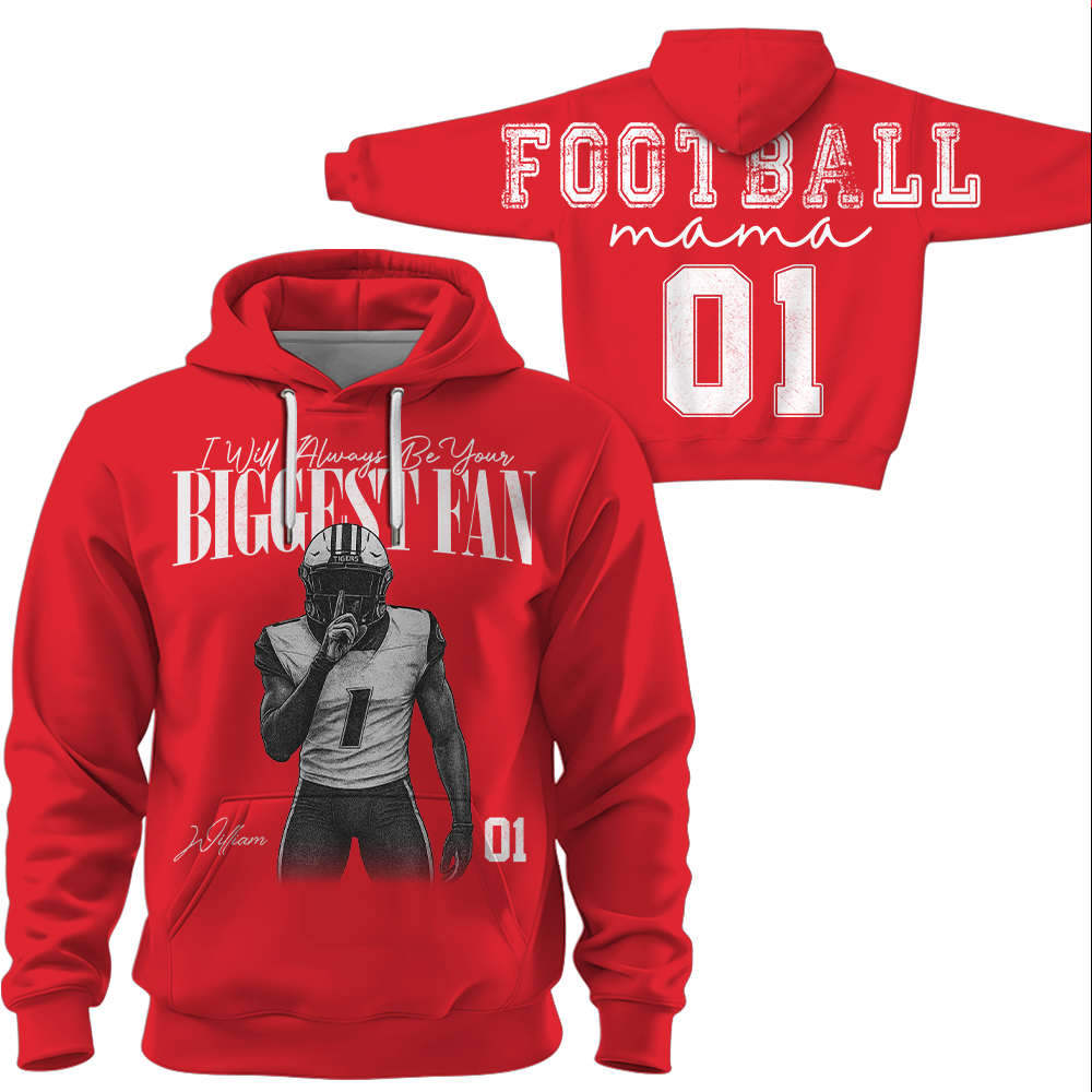 Personalized I'll Always Be Your Biggest Fan Shirt, Custom Player Photo & Number, Football Mom Gift for Game Day Na02 Hv01