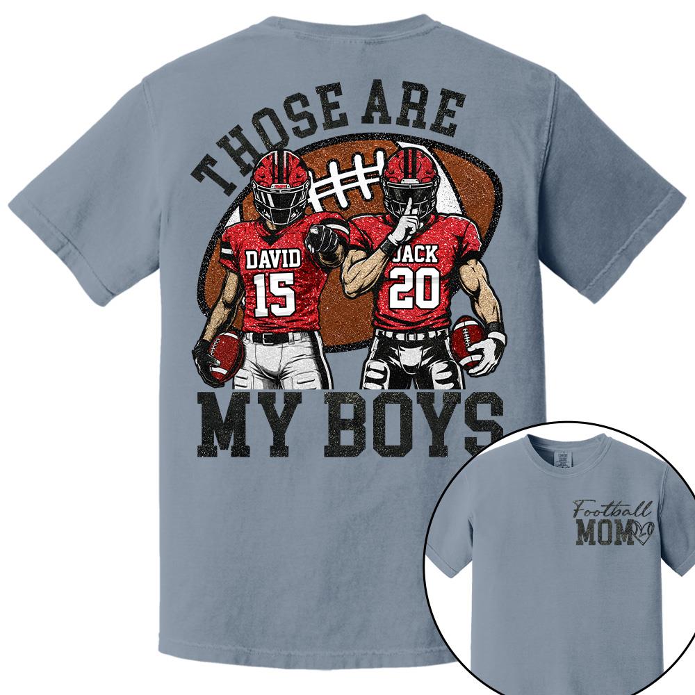 Personalized Football Mom Shirt, Those Are My Boy Sweatshirt, Football Kids Game Day Tee, Retro Cheer Mom Tee Vr2 Na02 Hv01