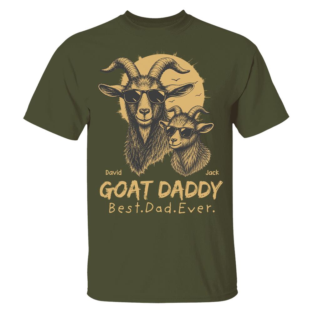 Goat Daddy, Personalized T-Shirt Father Day, Gifts for Dad Husband, Funny Papa Tshirt Cool Goat Daddy Tee MI209 Hv01